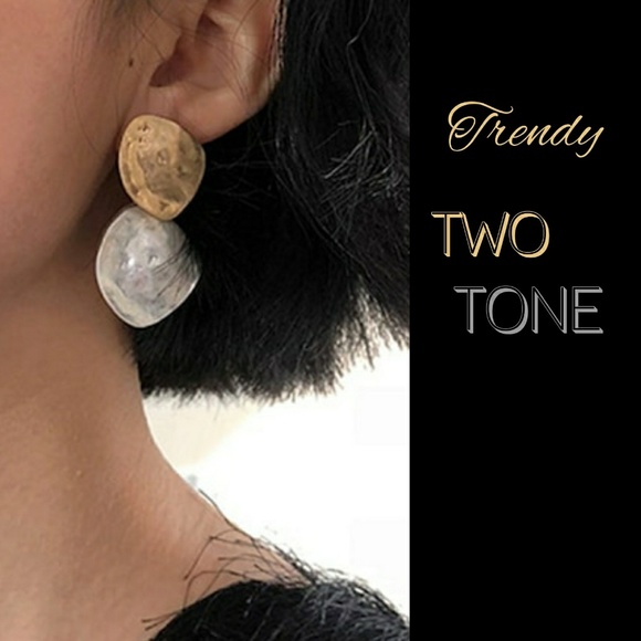Boutique Jewelry - Two Tone Textured Metal Earrings